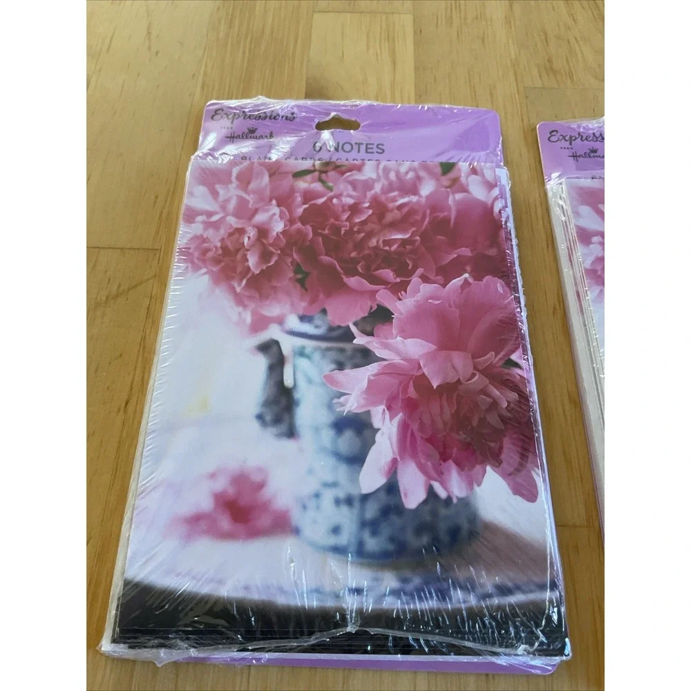 Hallmark‎ Expressions Floral Note Cards Envelopes New Set 2 Chinoiserie Pink